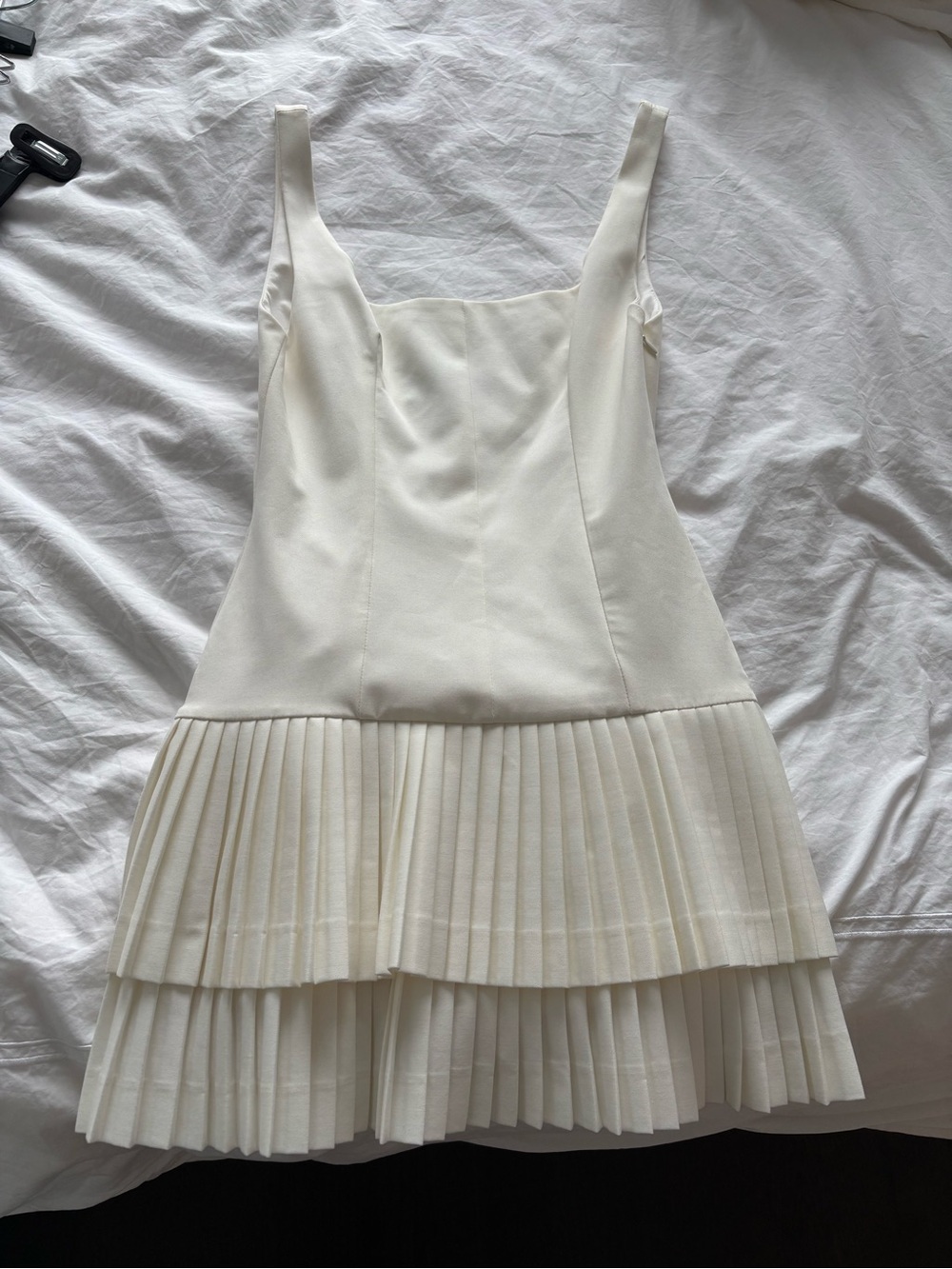 NWOT Zara Women's Cream Pleated Hem Sleeveless Dress - tennis style